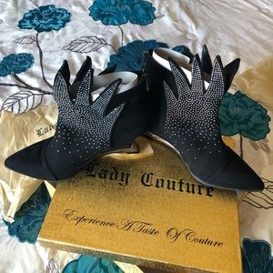 Lady Couture black suede rhinestones Bootie